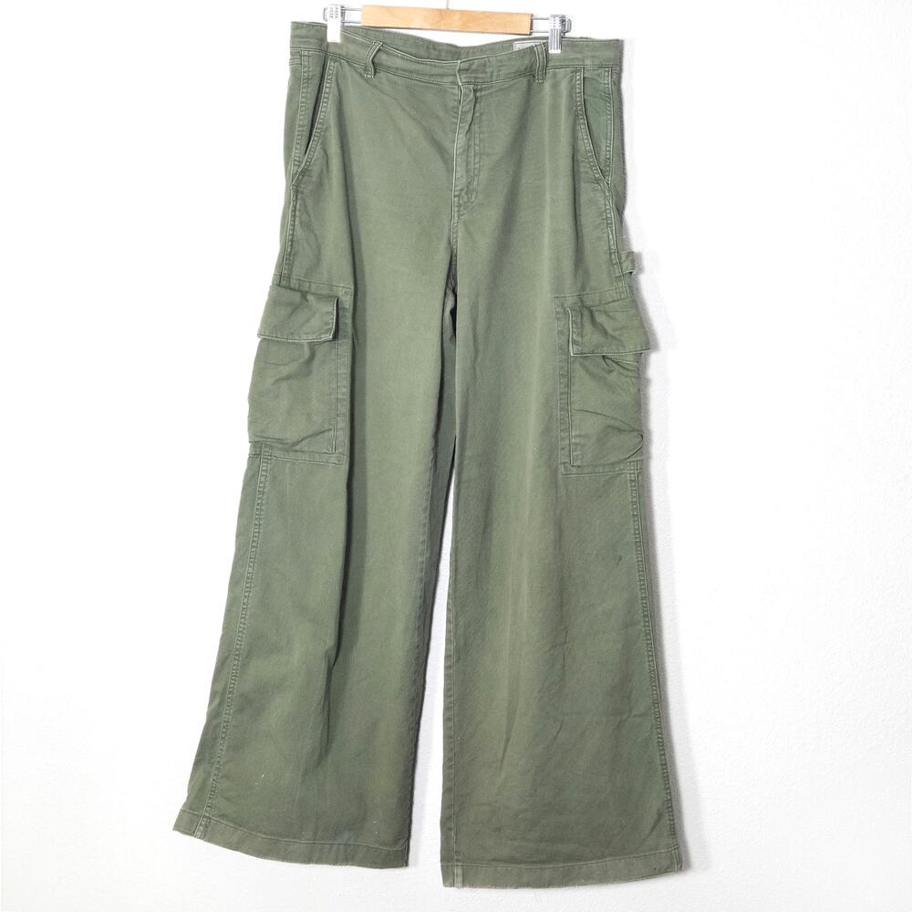 Gap Cargo Pants Size 14 Tall Olive Wide Leg Utility Grunge Workwear